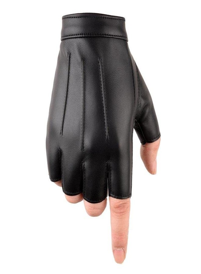 ketmart Fingerless Driving Gloves Pu Faux Leather Outdoor Sport Half Finger Glove For Men Women (Color-Black, Cycling) - Image 1