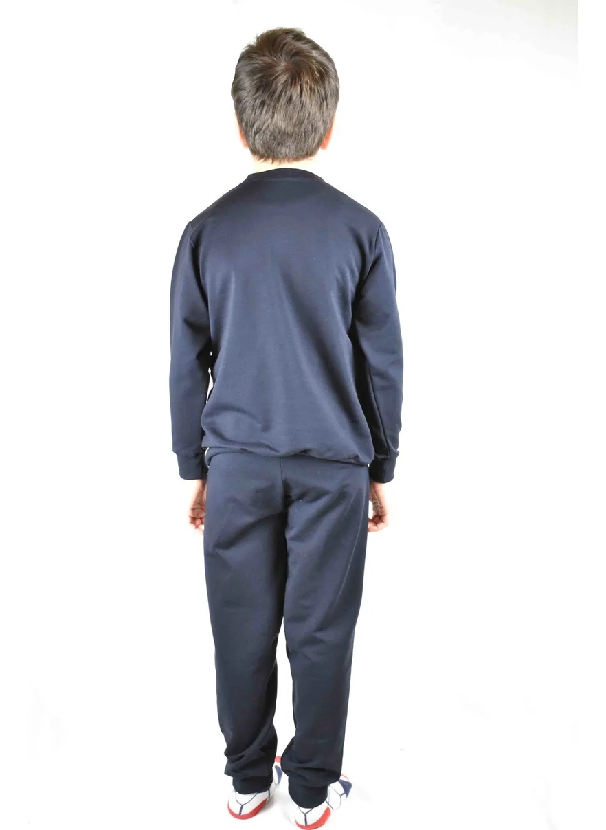 Bluence Men's Waiter Printed Black Cotton Tracksuit Set