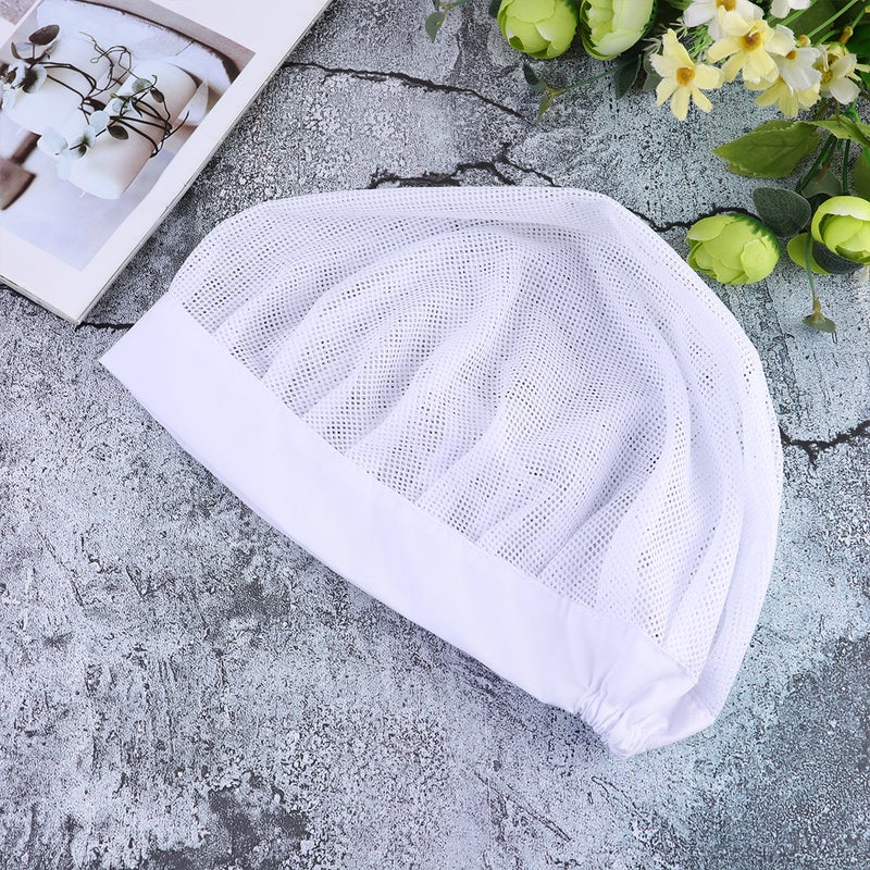 👕 قبعة قطنية فاخرة واقية ضد تساقط الشعر حاجب للهواء واسعة الحواف ومرنة للاستخدام اليومي في المنزل باللون الأبيض - Image 5