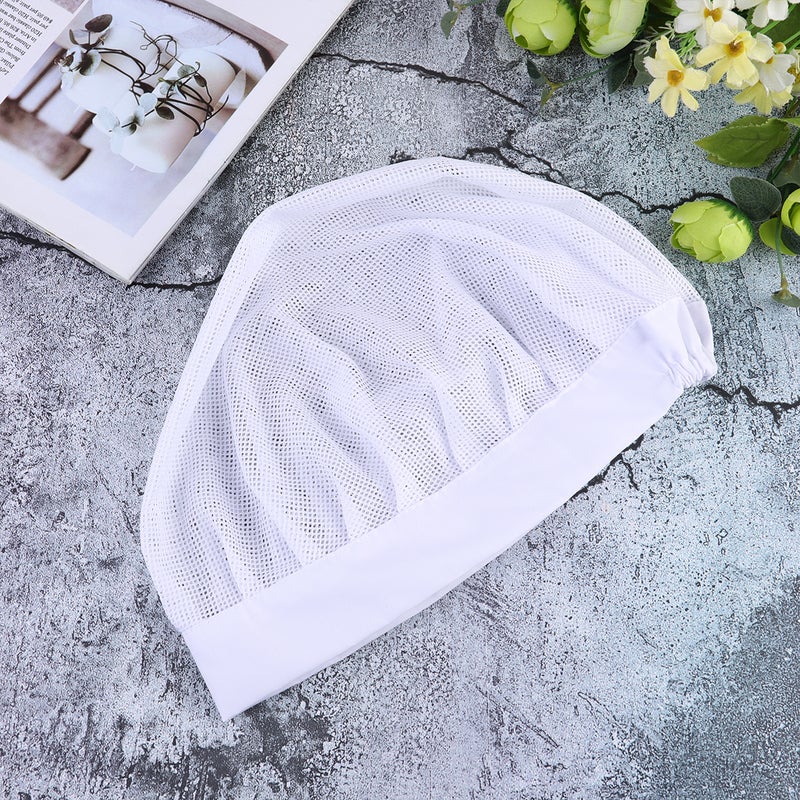 👕 قبعة قطنية فاخرة واقية ضد تساقط الشعر حاجب للهواء واسعة الحواف ومرنة للاستخدام اليومي في المنزل باللون الأبيض - Image 3