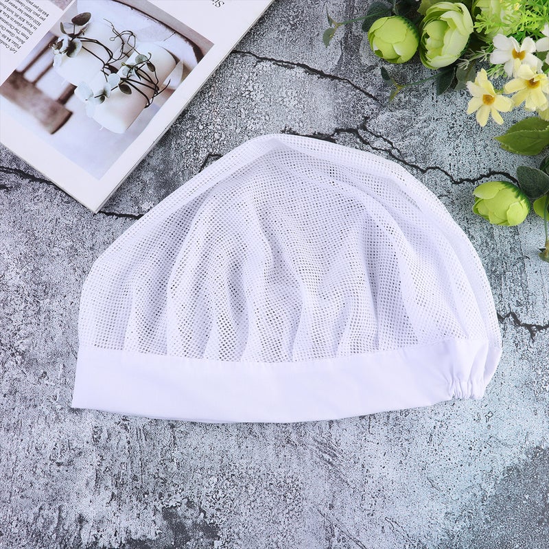 👕 قبعة قطنية فاخرة واقية ضد تساقط الشعر حاجب للهواء واسعة الحواف ومرنة للاستخدام اليومي في المنزل باللون الأبيض - Image 1