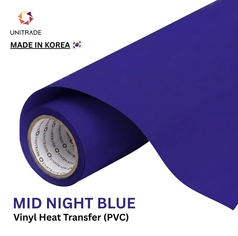 UNITRADE® Easy Cut (PVC) Midnight Blue Heat Transfer Vinyl Roll / Compatible with Cricut, Silhouette, Professional Cutters / CPSIA Certified / Made in Korea - Image 1