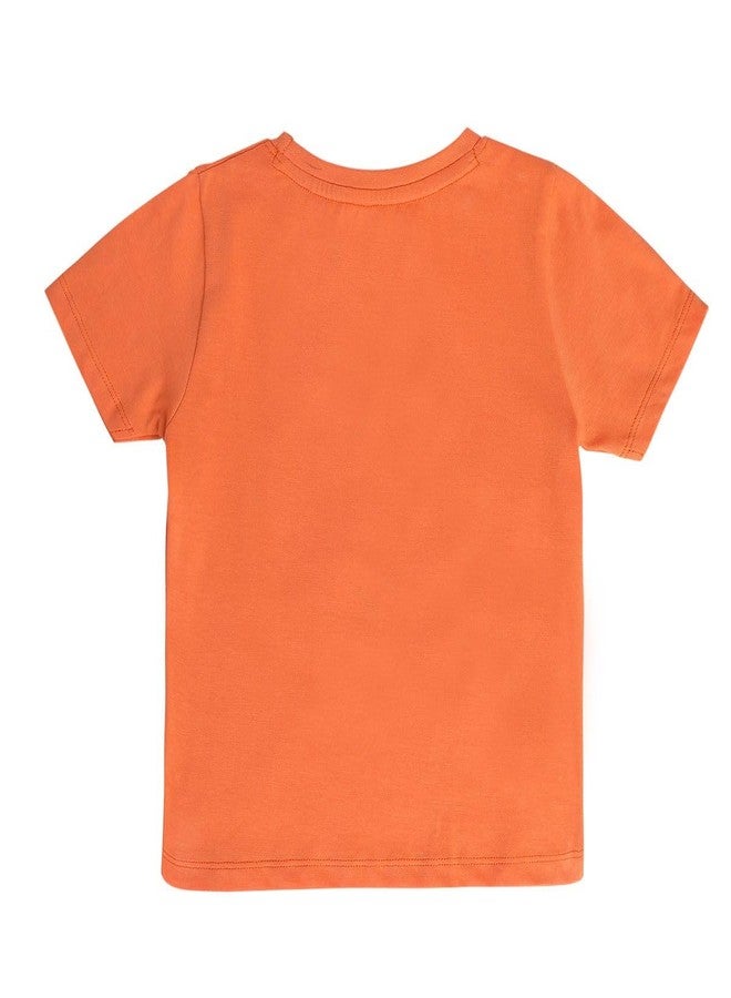 miniklub Girls Round Neck Short Sleeve Knitted Cotton Orange Color Top (3-4Y) - Image 3