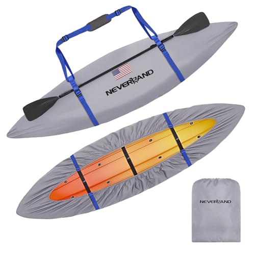 NEVERLAND 600D Waterproof Kayak Cover Heavy Duty Kayak Covers for Outdoor Storage UV Dust Fade Resistant Kayak Accessories for Kayak Canoe SUP Gray 93105 ft - Image 1