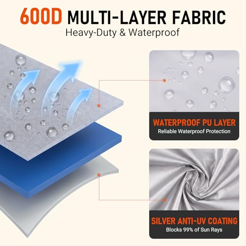 NEVERLAND 600D Waterproof Kayak Cover Heavy Duty Kayak Covers for Outdoor Storage UV Dust Fade Resistant Kayak Accessories for Kayak Canoe SUP Gray 93105 ft - Image 3
