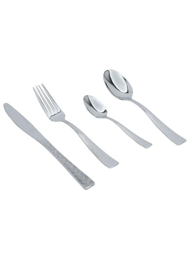 السيف  طقم ملاعق فولاذية 24 قطعة فضية محفورة - Image 1