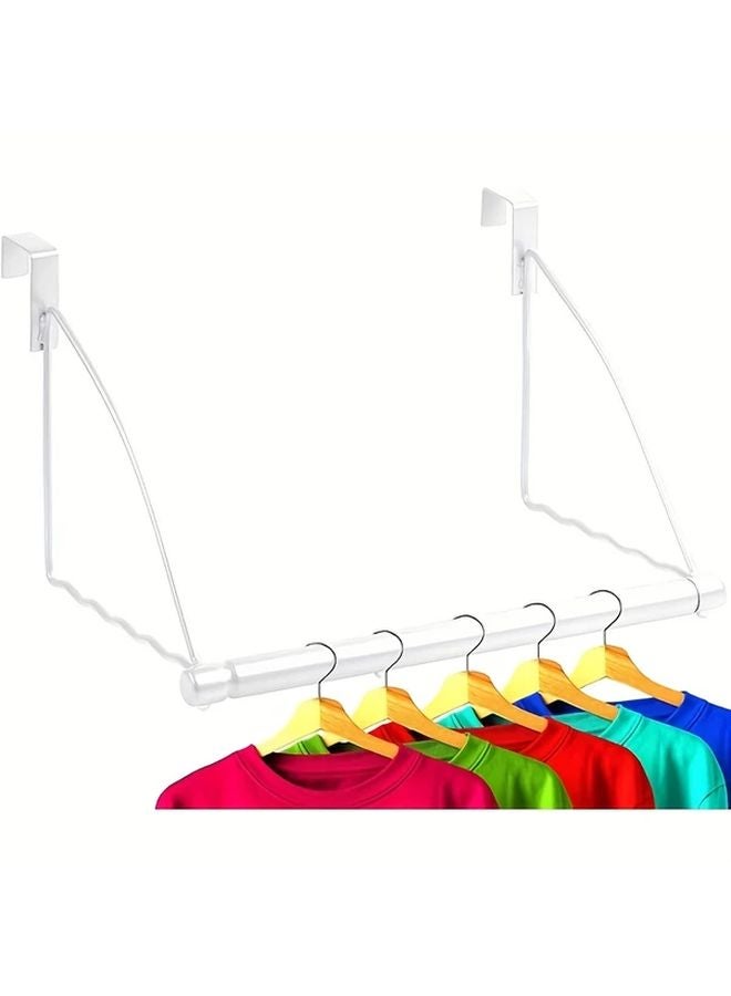 مشبك معدني أبيض قابل للتعديل يعلق على الباب، سهل التركيب، يناسب الأبواب بسمك 1 بوصة، مثالي للغرف النوم والحمامات - Image 1