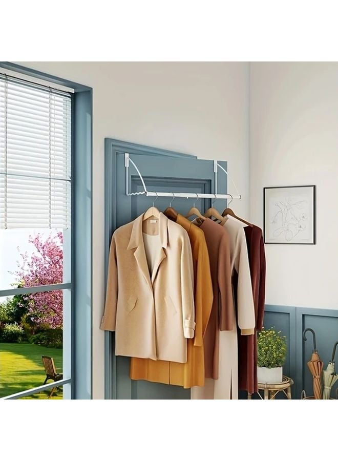 مشبك معدني أبيض قابل للتعديل يعلق على الباب، سهل التركيب، يناسب الأبواب بسمك 1 بوصة، مثالي للغرف النوم والحمامات - Image 5