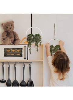 Garlo 2 Pcs Artificial Hanging Plants, Faux String of Plants with Wood Pot, and Lanyard Boho Greenery, Wall Decor Artificial Succulents for Home Office Indoor Outdoor Decoration  - Image 3