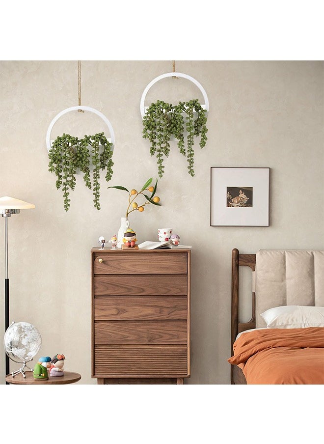 Garlo - 2 Pcs Artificial Hanging Plants, Faux String of Plants with Wood Pot, and Lanyard Boho Greenery, Wall Decor Artificial Succulents for Home Office Indoor Outdoor Decoration - Image 1