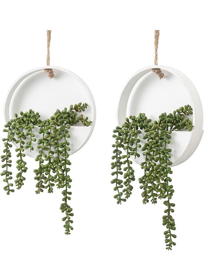 Garlo - 2 Pcs Artificial Hanging Plants, Faux String of Plants with Wood Pot, and Lanyard Boho Greenery, Wall Decor Artificial Succulents for Home Office Indoor Outdoor Decoration - Image 1