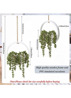 Garlo 2 Pcs Artificial Hanging Plants, Faux String of Plants with Wood Pot, and Lanyard Boho Greenery, Wall Decor Artificial Succulents for Home Office Indoor Outdoor Decoration  - Image 2