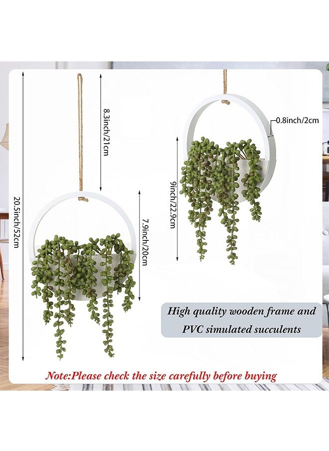 Garlo - 2 Pcs Artificial Hanging Plants, Faux String of Plants with Wood Pot, and Lanyard Boho Greenery, Wall Decor Artificial Succulents for Home Office Indoor Outdoor Decoration - Image 1