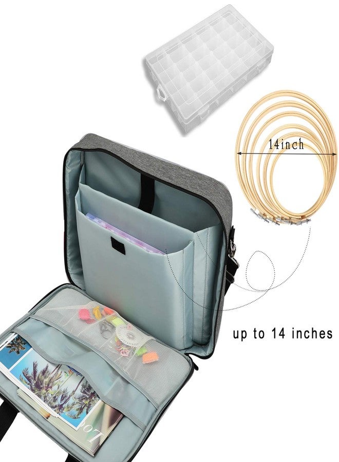looen Embroidery Project Bag, Embroidery Kits Storage Bag,Multifunctional Bag for Crochet Hooks Embroidery Floss Organizer String Bracelet Kit Sewing Thread Accessories gray EB034 - Image 3