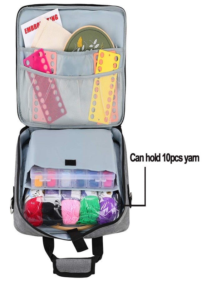 looen Embroidery Project Bag, Embroidery Kits Storage Bag,Multifunctional Bag for Crochet Hooks Embroidery Floss Organizer String Bracelet Kit Sewing Thread Accessories gray EB034 - Image 4