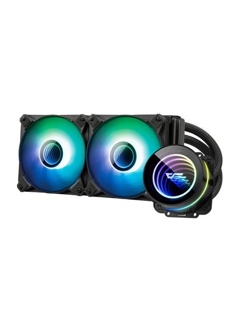 Darkflash  DX240 V2.6 ARG CPU Liquid Cooler, Latest Intel 17xx & AMD5 Support, 1800 RPM, Water Pump Infinity Mirror With 360 Degree Rotation, Low Noise 32dba, 51CFM