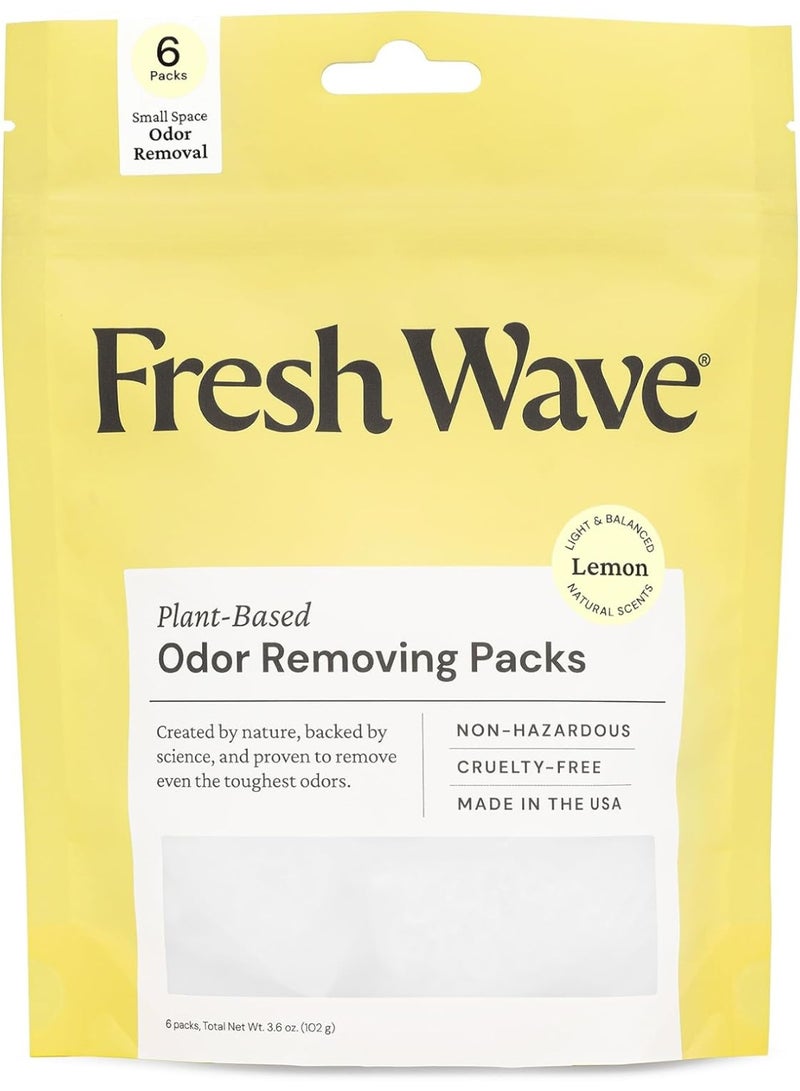 Fresh Wave Fresh Wave Lemon Odor Eliminating & Deodorizing Packs | Bag of 6 | Safer Odor Relief for Small Spaces | Natural Plant-Based Odor Eliminator | Odor Absorbers for Home  - Image 1