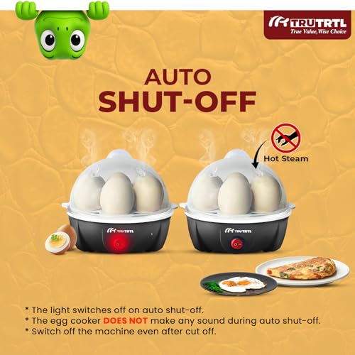 truTRTL Mr. TRU Smart Instant Egg Boiler Machine 350 Watts | Boil upto 7 Eggs (Hard, Medium, Soft) | Automatic, Overheat Protection | Black - Image 5