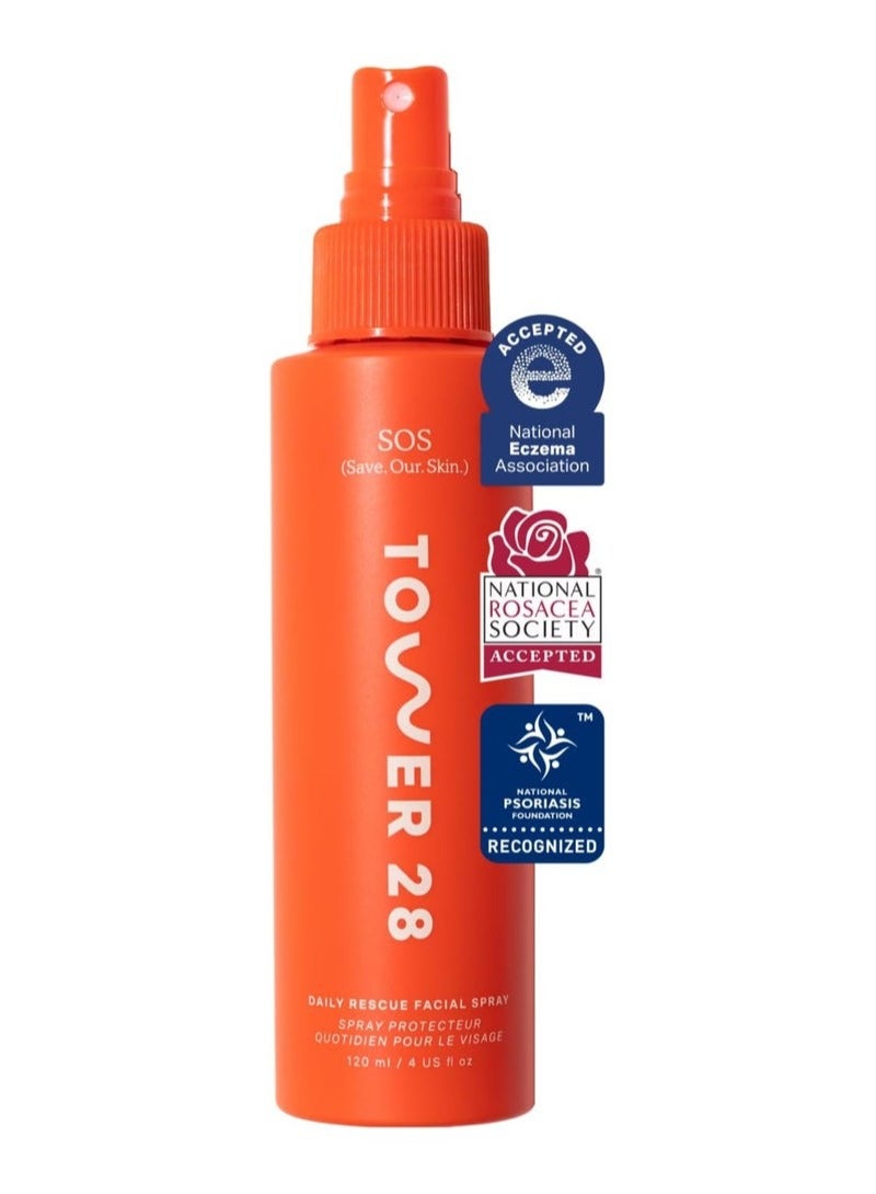 SOS Daily Rescue Facial Spray | Soothing and Refreshing pH Balancing Toner | Hypochlorous Acid Designed for Sensitive Skin | 4 Fl Oz