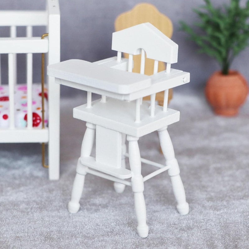 klarako Doll High Chair Dolls House Furniture Decor Stool Chair Miniature High Chair for Bedroom - Image 5