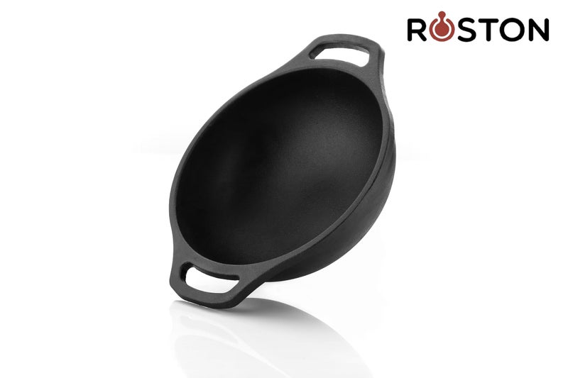ROSTON Cast Iron Pre-Seasoned Kadai Wok with Induction Bottom, 26 cm (10 inch) Diameter, 2.5 LTR Capacity (10 INCH) - Image 4