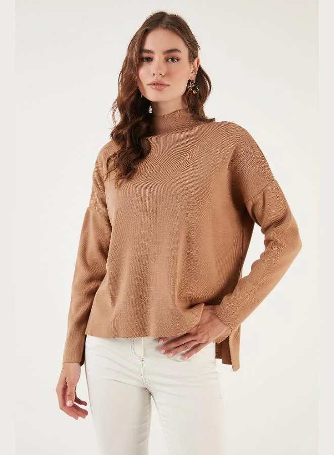 Lela Lela Long Back Stand Collar Thin Knit Sweater Women's SWEATER 4615002