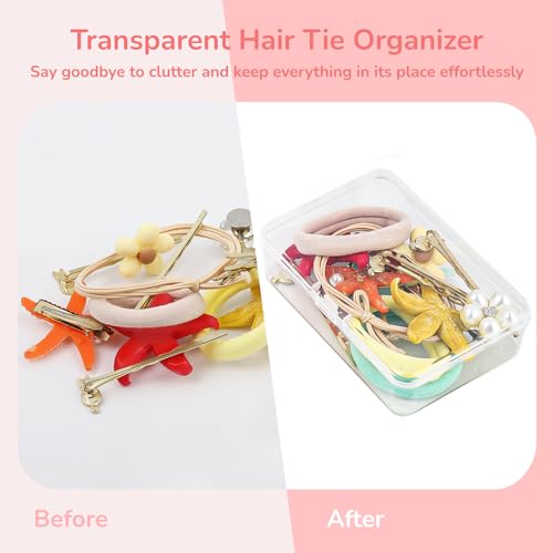 BATTIPAW 6PCS Hair Tie Organizer,Transparent Mini Storage Box,Rectangle Clear Plastic Beads Storage Containers Box,Portable Small Items Holder with Lid for Home, Offices, Business Trips, Travels - Image 4