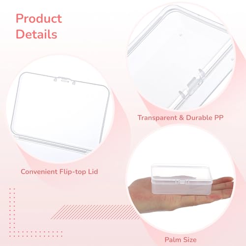 BATTIPAW 6PCS Hair Tie Organizer,Transparent Mini Storage Box,Rectangle Clear Plastic Beads Storage Containers Box,Portable Small Items Holder with Lid for Home, Offices, Business Trips, Travels - Image 5