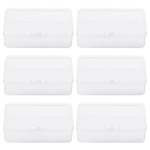 BATTIPAW 6PCS Hair Tie Organizer,Transparent Mini Storage Box,Rectangle Clear Plastic Beads Storage Containers Box,Portable Small Items Holder with Lid for Home, Offices, Business Trips, Travels - Image 2