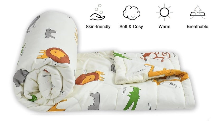 Filymore Animal Comforter for Kids Girls - Cute Cartoon Print Single Bed Blanket, Microfiber Dohar for Boys & Girls | Soft Kids Winter & Summer Quilt|60x90 Inches (Cream Yellow) - Image 5