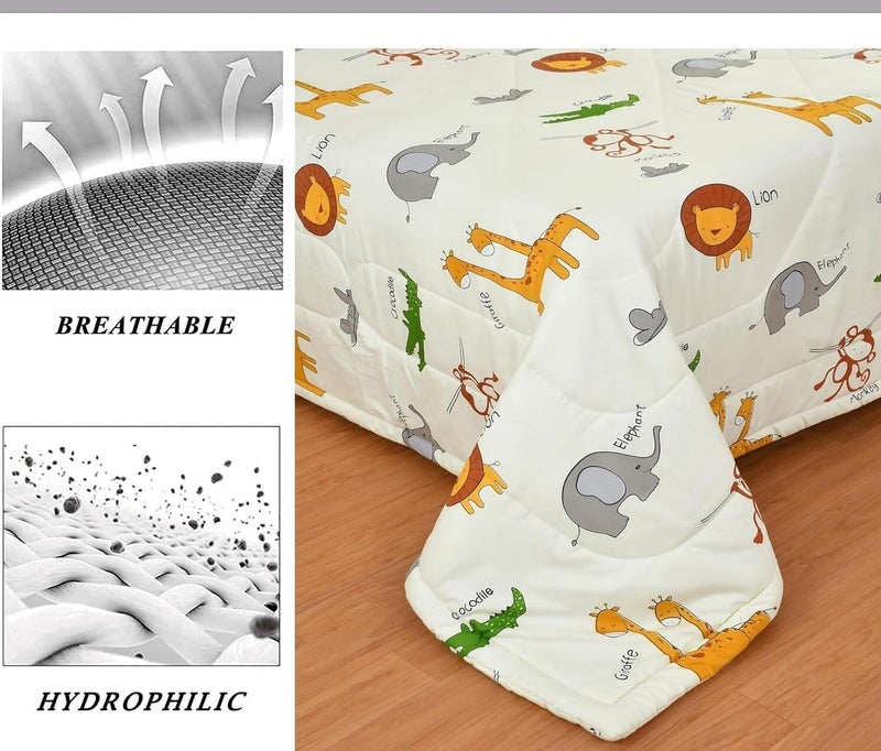 Filymore Animal Comforter for Kids Girls - Cute Cartoon Print Single Bed Blanket, Microfiber Dohar for Boys & Girls | Soft Kids Winter & Summer Quilt|60x90 Inches (Cream Yellow) - Image 3