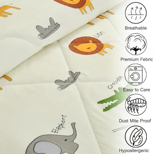 Filymore Animal Comforter for Kids Girls - Cute Cartoon Print Single Bed Blanket, Microfiber Dohar for Boys & Girls | Soft Kids Winter & Summer Quilt|60x90 Inches (Cream Yellow) - Image 4