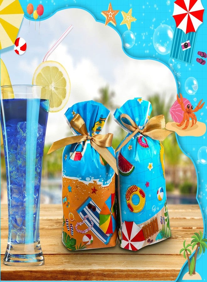Tiamon 60 Pcs Summer Party Favor Summer Pool Beach Drawstring Gift Bags Pool Plastic Candy Goodies Bags Beach Ball Treat Pouch for Hawaiian Luau Party Favors - Image 5
