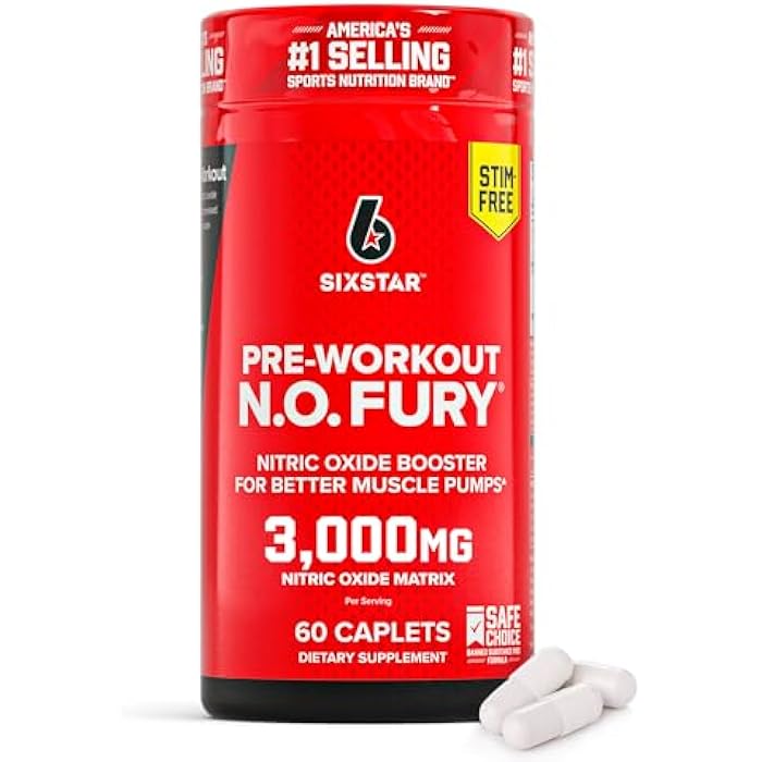 Six Star Nitric Oxide Supplements for Men & Women, Muscle Builder (60 Count) - Nitric Oxide Booster Pills Muscle Pump Pre Workout Supplement - Sports Nutrition for Muscle Building, Strength & Energy - Image 1