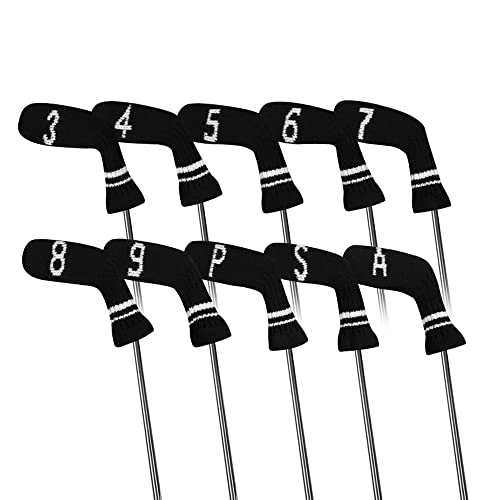 Scott Edward Black&White Stripes Iron Covers,Set of 10 PCS, Adorable and Basically Socks Shape,Washable & Durable Golf Club Head Protector (Black&White Stripes) - Image 3