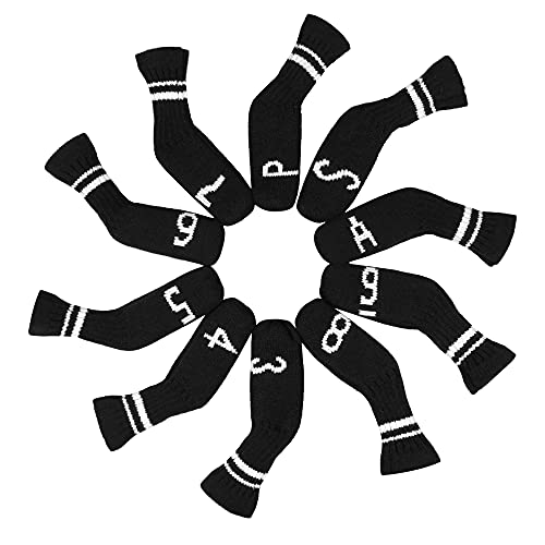 Scott Edward Black&White Stripes Iron Covers,Set of 10 PCS, Adorable and Basically Socks Shape,Washable & Durable Golf Club Head Protector (Black&White Stripes) - Image 2