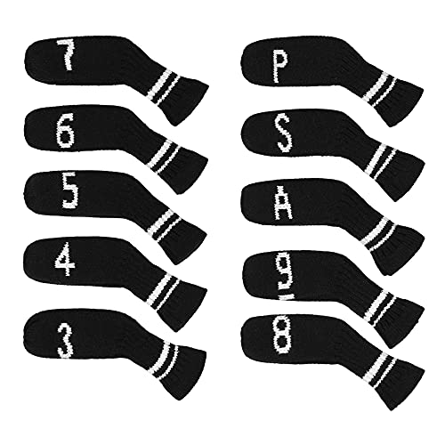 Scott Edward Black&White Stripes Iron Covers,Set of 10 PCS, Adorable and Basically Socks Shape,Washable & Durable Golf Club Head Protector (Black&White Stripes) - Image 1