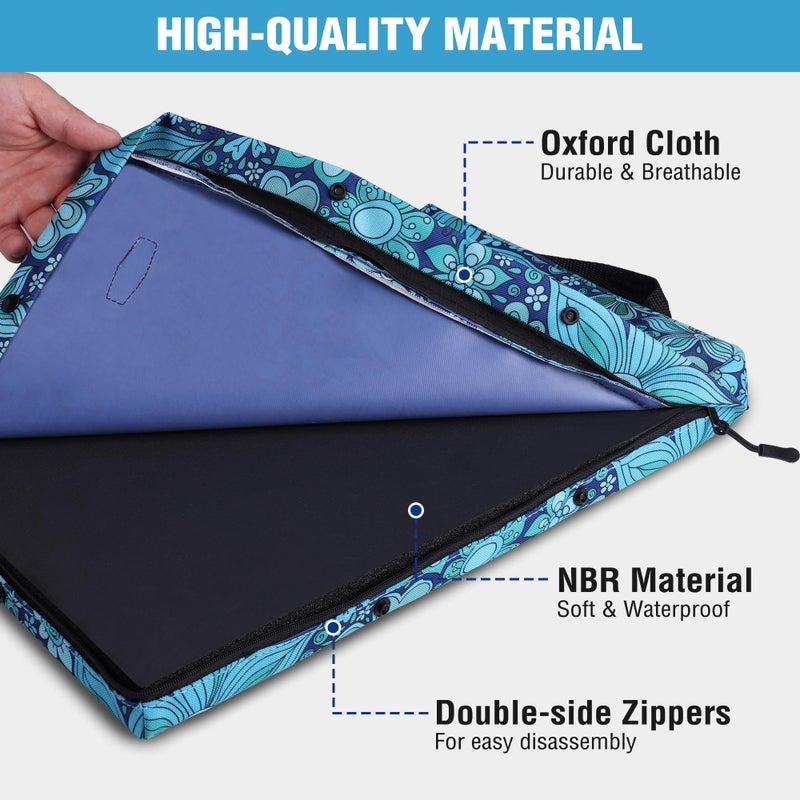 WORKPRO 17" Kneeling Pad with Removable Cover, Soft Pad Cushioning for Knee, Large Foam Kneeler Pad for Gardening, Daily Chores, Workout Supplies, Blue Floral Printing - Image 4