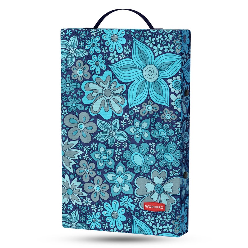 WORKPRO 17" Kneeling Pad with Removable Cover, Soft Pad Cushioning for Knee, Large Foam Kneeler Pad for Gardening, Daily Chores, Workout Supplies, Blue Floral Printing - Image 1