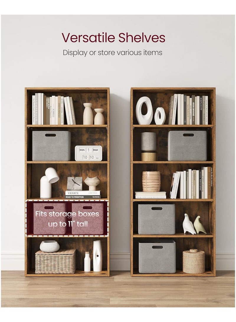 تشولوفز رفوف كتب وخزانات كتب مكونة من 5 طبقات، رفوف عرض وتخزين قائمة على الأرض، ارتفاع 134 سم، خزانة كتب، أثاث ديكور منزلي للمكتب المنزلي، غرفة المعيشة، غرفة النوم، وحدة قائمة على الأرض - Image 5