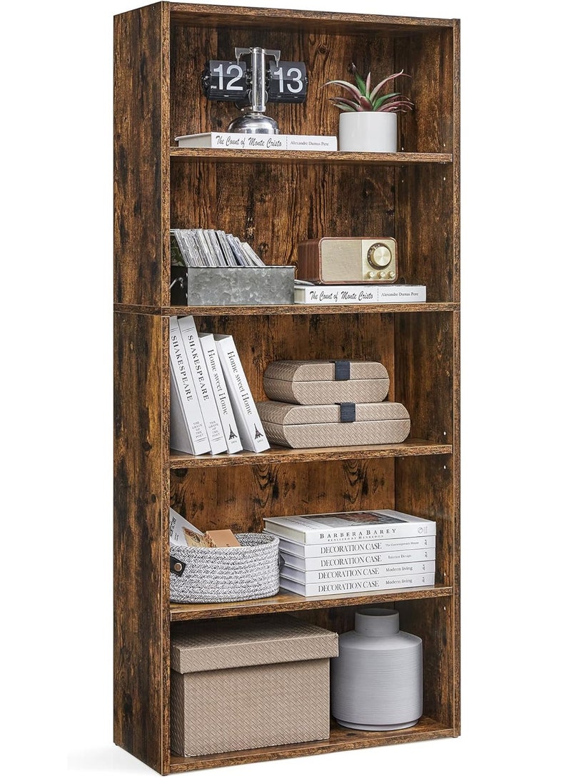 تشولوفز رفوف كتب وخزانات كتب مكونة من 5 طبقات، رفوف عرض وتخزين قائمة على الأرض، ارتفاع 134 سم، خزانة كتب، أثاث ديكور منزلي للمكتب المنزلي، غرفة المعيشة، غرفة النوم، وحدة قائمة على الأرض - Image 1