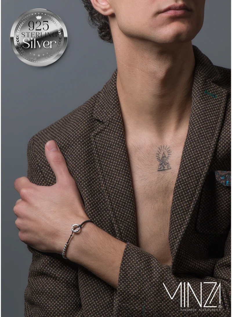 Minza Minza ” Orb ”Pure 925 Sterling Silver, Handmade Bracelet for Men, Woven & Braided Bracelet, 3.500 grams of Silver, Jewelry for Casual & Special Occasion