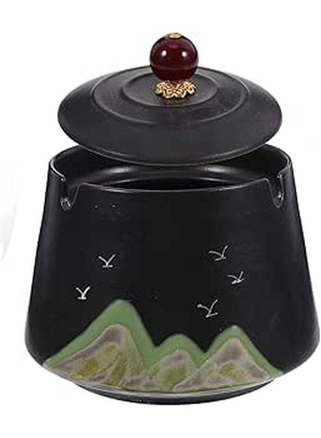 منفضة سيجار خزفية مرسومة يدويًا بغطاء مقاومة للرياح عديمة الدخان لديكور الفناء الخارجي للمنزل والمكتب - Image 1