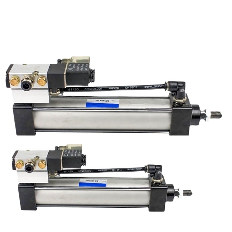SCF32x75 Pneumatic Solenoid Valve Integrated Cylinder Set With Fittings Base AC110V - Image 1
