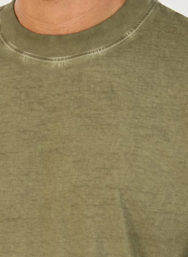 Styli Styli Acid Washed Heavy Jersey Mock Neck Oversized T-Shirt