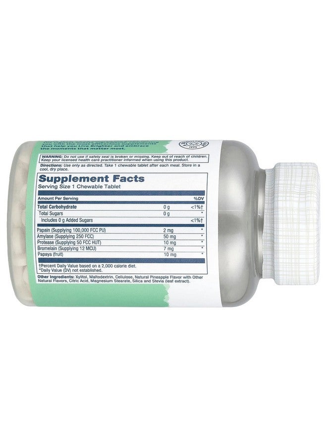 SOLARAY Papaya Enzyme Chewables for Digestive Support - Pineapple (180 Chewables) - Image 2