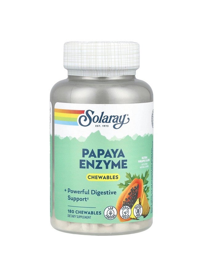 SOLARAY Papaya Enzyme Chewables for Digestive Support - Pineapple (180 Chewables) - Image 1