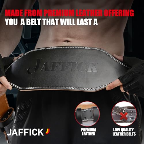 Jaffick Genuine Leather Weight Lifting Belt for Men Gym Weight Belt Lumbar Back Support Powerlifting Weightlifting Heavy Duty Workout Training Strength Training Equipment - Image 4