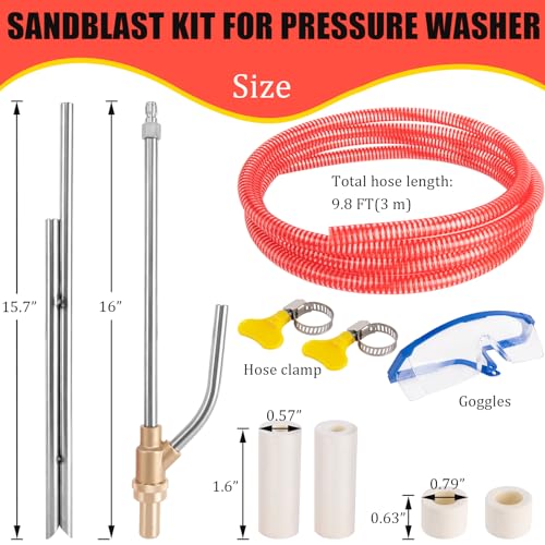 9TH SHOP Pressure Washer Sandblasting Kit, Power Washer Sandblasting Kit, 5000 PSI Wet Sandblaster Attachment, Sand Blaster for Pressure Washer with 1/4 Inch Quick Disconnect Sandblasting Kit - Image 4