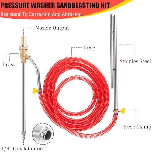 9TH SHOP Pressure Washer Sandblasting Kit, Power Washer Sandblasting Kit, 5000 PSI Wet Sandblaster Attachment, Sand Blaster for Pressure Washer with 1/4 Inch Quick Disconnect Sandblasting Kit - Image 2
